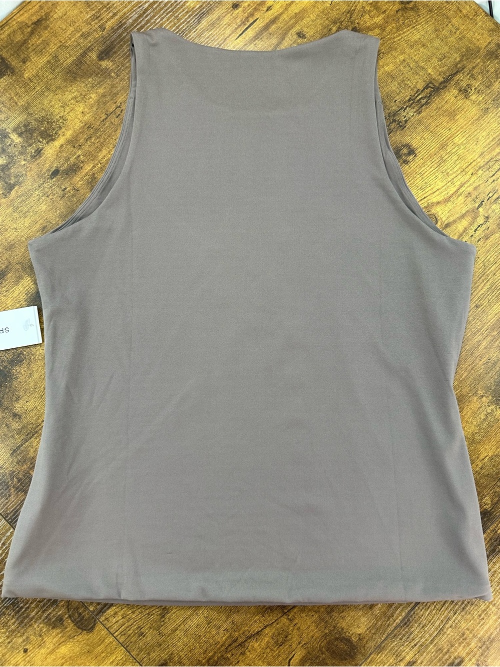 Spanx Smoothing Jersey High Neck Racerback Tank, Smoke Taupe, Large - Picture 8 of 14